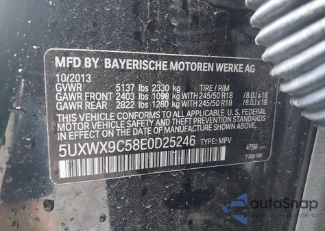 2014 BMW X3 xDrive28I from USA, damaged, VIN 5UXWX9C58E0D25246